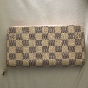 louis vuitton damier azur wallet pink long